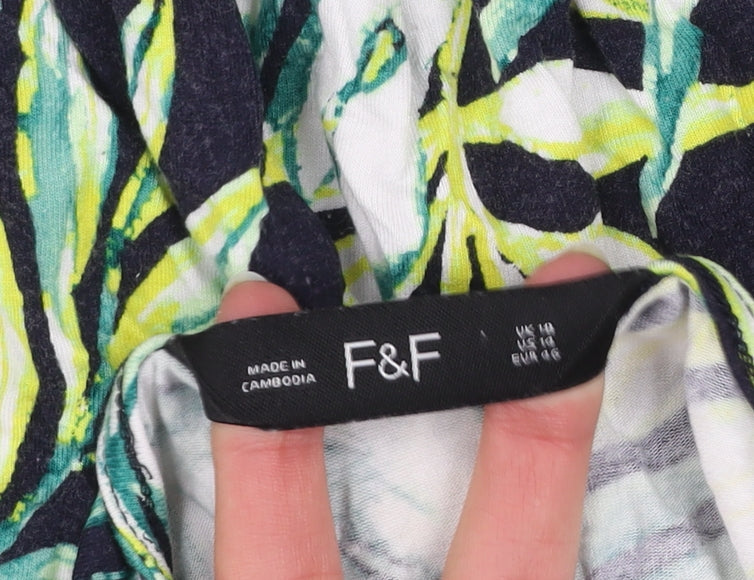 F&F Women’s Multicoloured Size 14 Tropical Knee Length Slip Dress