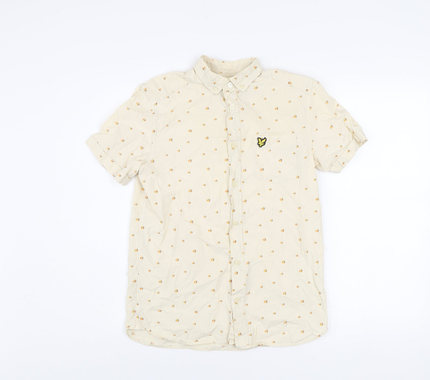 Lyle & Scott Men's Beige Short Sleeve Button-Up Shirt Size S