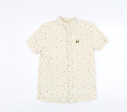 Lyle & Scott Men's Beige Short Sleeve Button-Up Shirt Size S