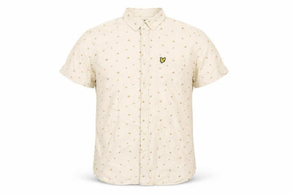 Lyle & Scott Men's Beige Short Sleeve Button-Up Shirt Size S