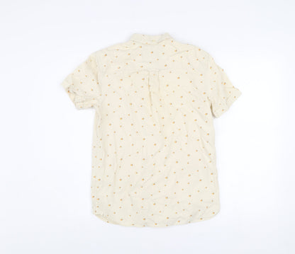 Lyle & Scott Men's Beige Short Sleeve Button-Up Shirt Size S
