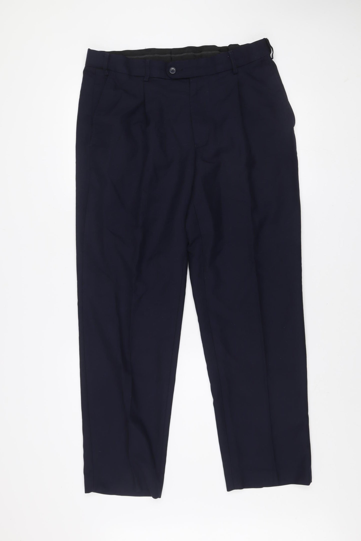 Tailored Image Men's Blue Dress Pants 36W 31L Wool Blend Formal Trousers