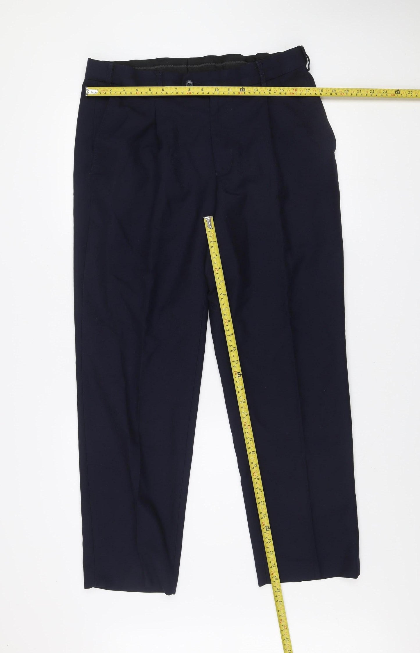 Tailored Image Men's Blue Dress Pants 36W 31L Wool Blend Formal Trousers