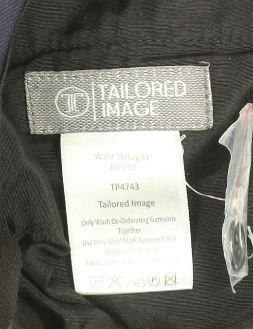 Tailored Image Men's Blue Dress Pants 36W 31L Wool Blend Formal Trousers