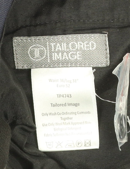 Tailored Image Men's Blue Dress Pants 36W 31L Wool Blend Formal Trousers