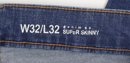 Denim Co. Men's Blue Super Skinny Stretch Jeans W32 L32