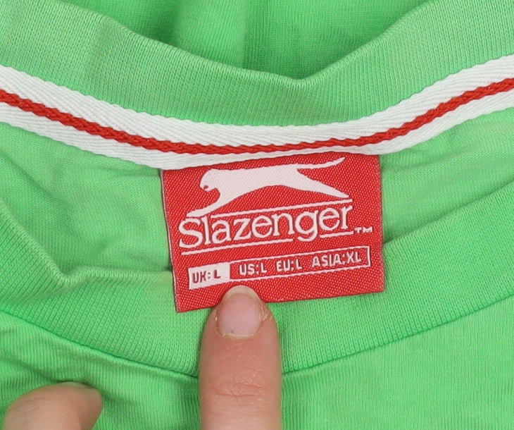 Slazenger Men's Green Crew Neck Cotton Short Sleeve T-Shirt Size L