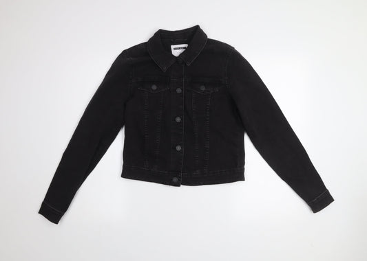 Noisy May Women's Black Denim Cropped Jacket M