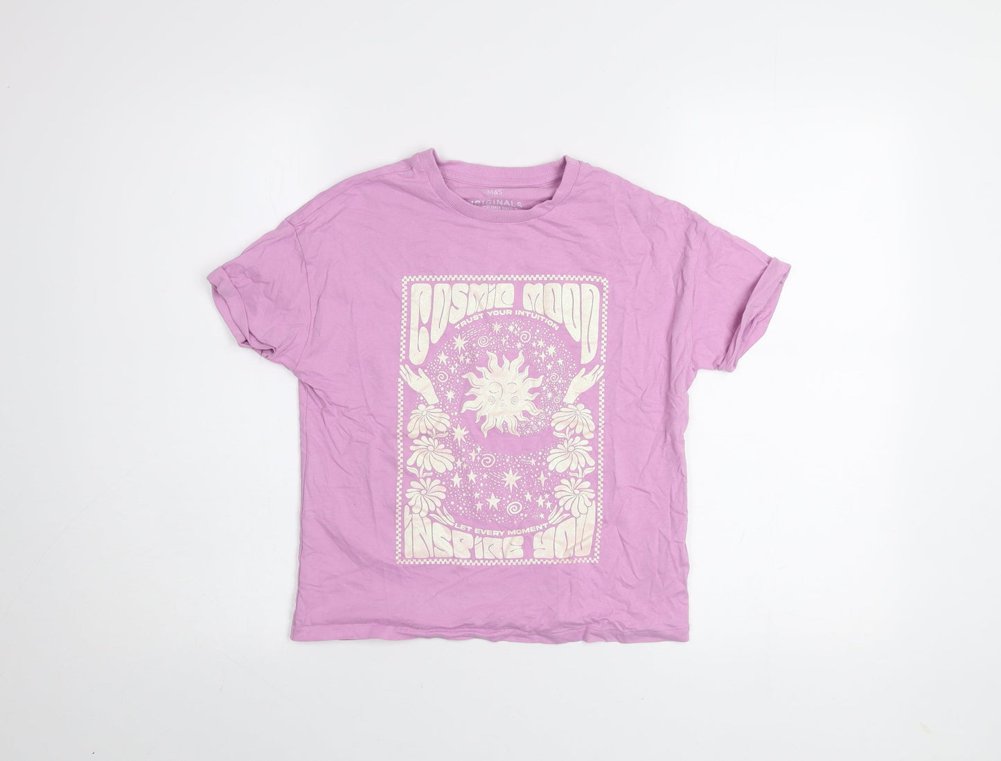 Girls UK Size 10-11 Years Marks and Spencer Purple Basic T-Shirt