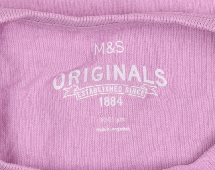 Girls UK Size 10-11 Years Marks and Spencer Purple Basic T-Shirt