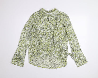 Womens UK Size 10 NEXT Green Wrap Blouse