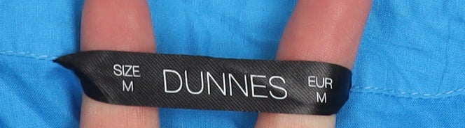 Dunnes Womens Blue Embroidered Cotton Long Sleeve Tunic Blouse Size M