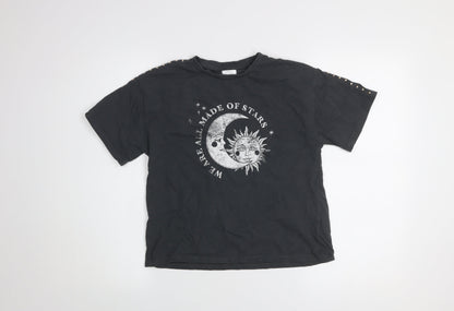 Girls UK Size 11 Years NEXT Black Basic T-Shirt