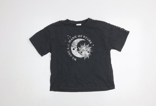 Girls UK Size 11 Years NEXT Black Basic T-Shirt