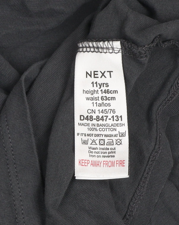 Girls UK Size 11 Years NEXT Black Basic T-Shirt