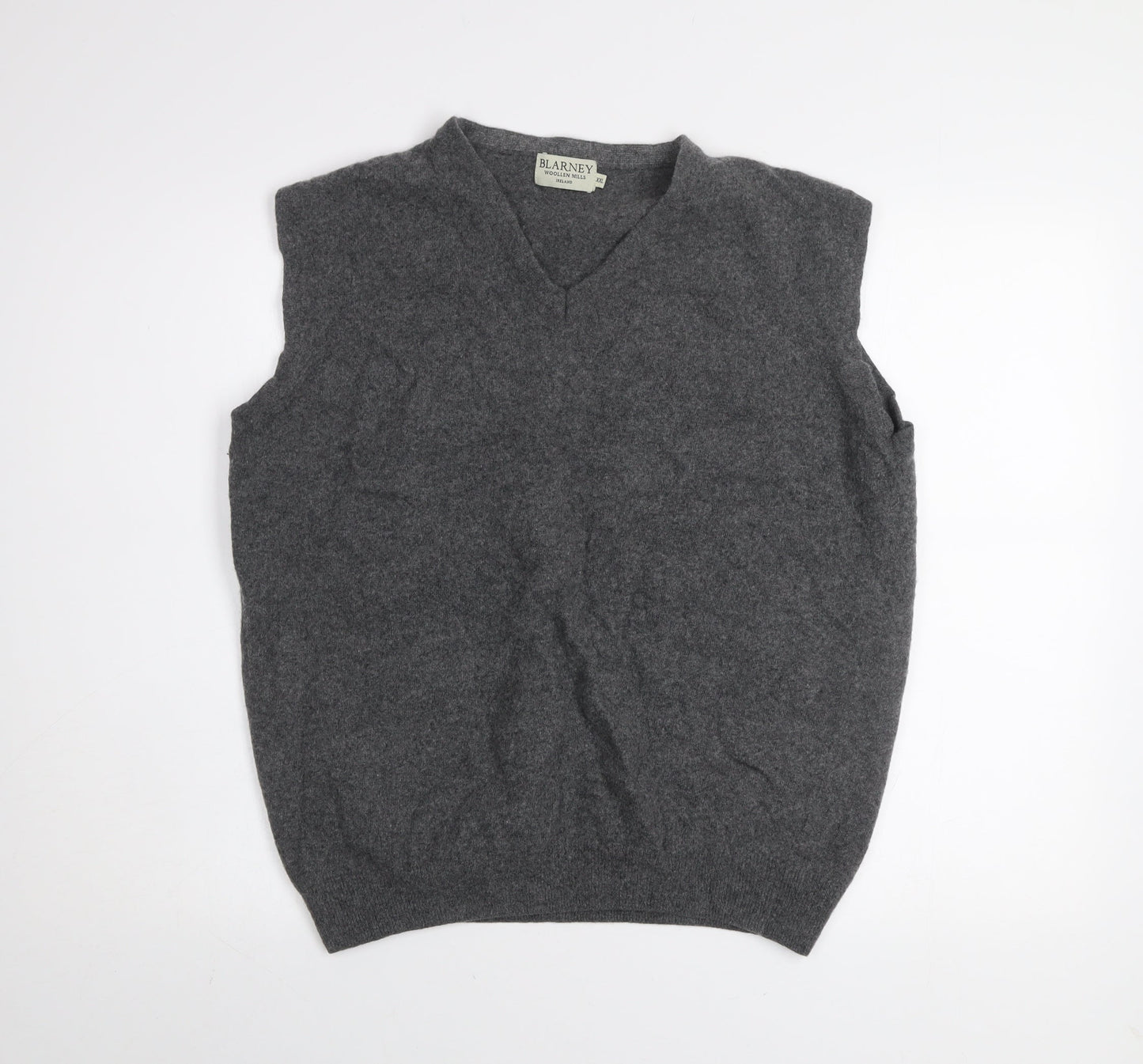 Blarney Woollen Mills Men's Grey 2XL Wool V-Neck Sleeveless Vest