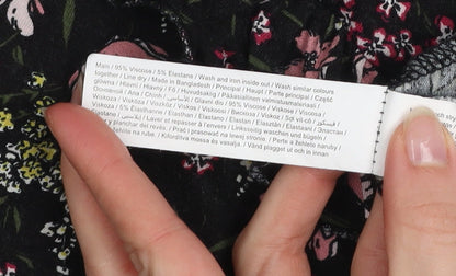 F&F Women’s Black Floral Ruffle Stretch Knee Length Dress Size 12