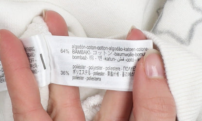 Bershka Womens White XS Pullover Hoodie with Graffiti Print