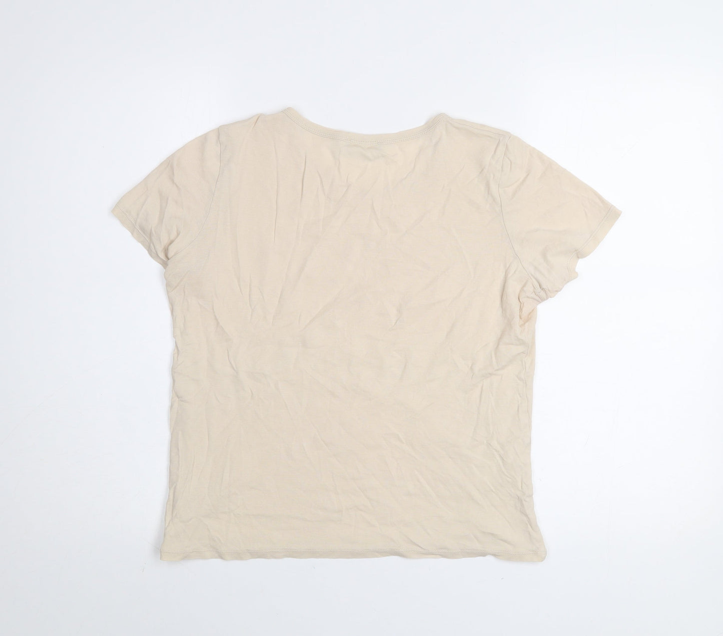 Womens UK Size M United Colors of Benetton Beige Basic T-Shirt