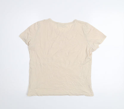 Womens UK Size M United Colors of Benetton Beige Basic T-Shirt