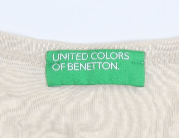 Womens UK Size M United Colors of Benetton Beige Basic T-Shirt