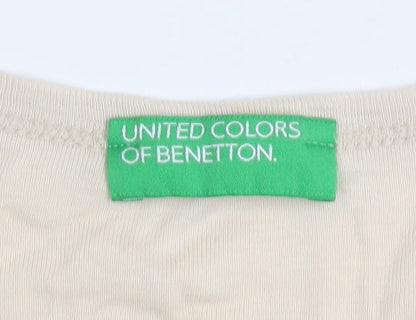 Womens UK Size M United Colors of Benetton Beige Basic T-Shirt
