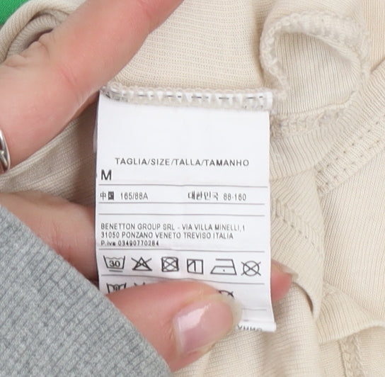 Womens UK Size M United Colors of Benetton Beige Basic T-Shirt