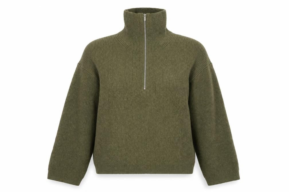 Womens UK Size 12 H&M Green 1/2 Zip Jumper