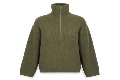 Womens UK Size 12 H&M Green 1/2 Zip Jumper