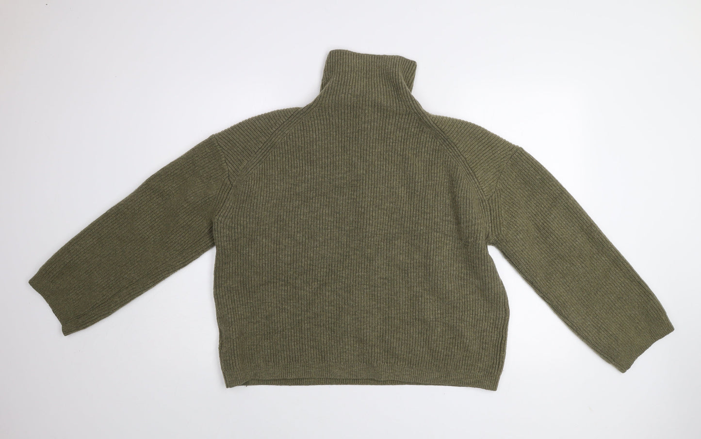 Womens UK Size 12 H&M Green 1/2 Zip Jumper