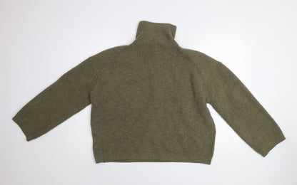 Womens UK Size 12 H&M Green 1/2 Zip Jumper