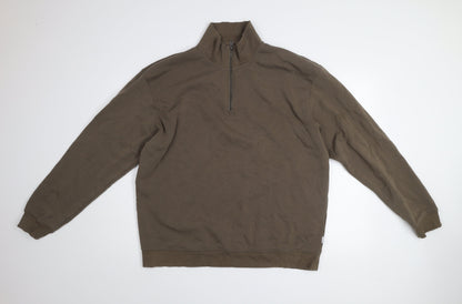 Mens UK Size 2XL JACK & JONES Brown 1/2 Zip Sweatshirt