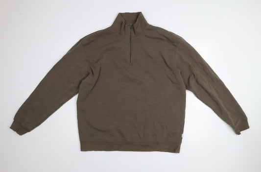 Mens UK Size 2XL JACK & JONES Brown 1/2 Zip Sweatshirt