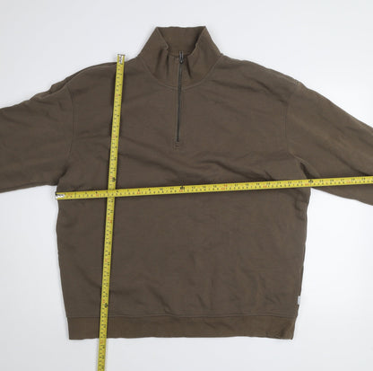 Mens UK Size 2XL JACK & JONES Brown 1/2 Zip Sweatshirt