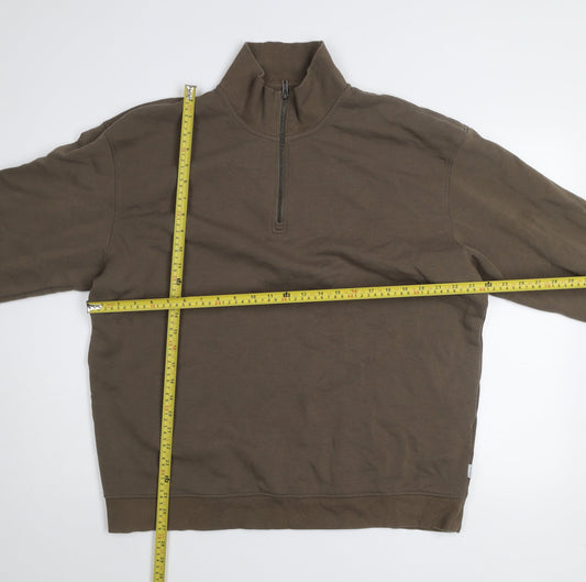 Mens UK Size 2XL JACK & JONES Brown 1/2 Zip Sweatshirt