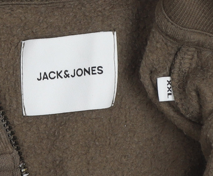 Mens UK Size 2XL JACK & JONES Brown 1/2 Zip Sweatshirt