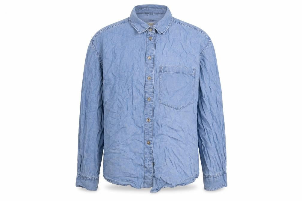 Dunnes Men's Blue Lyocell Denim Button-Up Shirt Medium