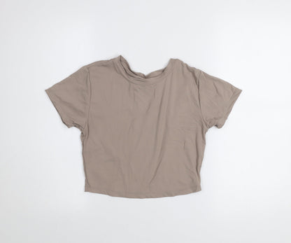 Primark Women Beige Cropped Workout T-Shirt Size S