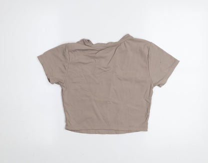 Primark Women Beige Cropped Workout T-Shirt Size S
