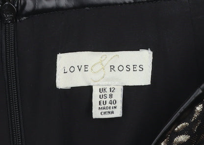 Womens UK Size 12 Love & Roses Straight & Pencil Satin Skirt