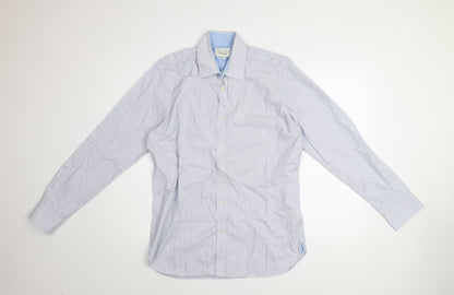 Ted Baker Men's Blue Check Cotton Long Sleeve Button-Up Shirt Size 16