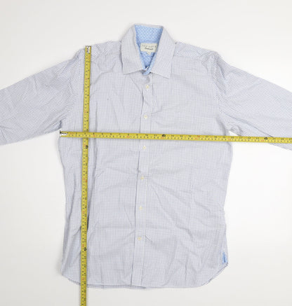 Ted Baker Men's Blue Check Cotton Long Sleeve Button-Up Shirt Size 16