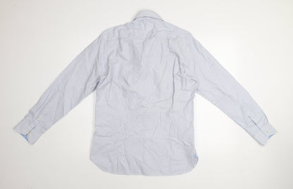 Ted Baker Men's Blue Check Cotton Long Sleeve Button-Up Shirt Size 16