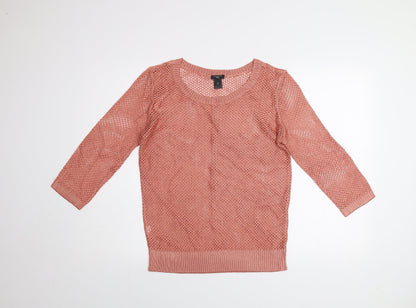 Ann Taylor Women’s Pink Open Knit 3/4 Sleeve Petite Jumper Size L