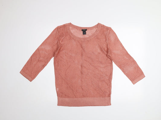 Ann Taylor Women’s Pink Open Knit 3/4 Sleeve Petite Jumper Size L