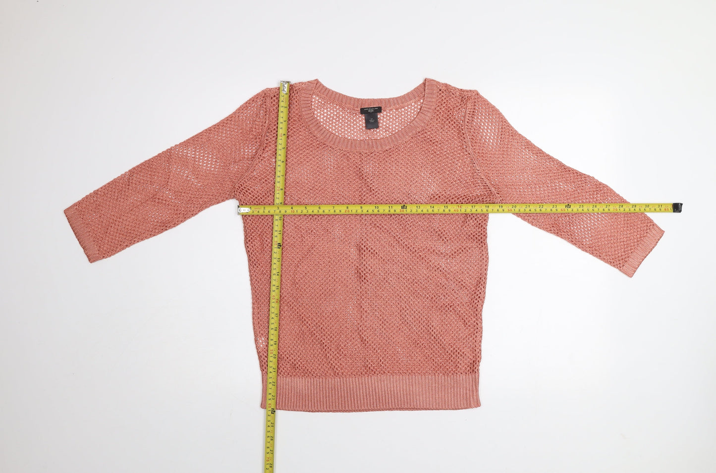Ann Taylor Women’s Pink Open Knit 3/4 Sleeve Petite Jumper Size L