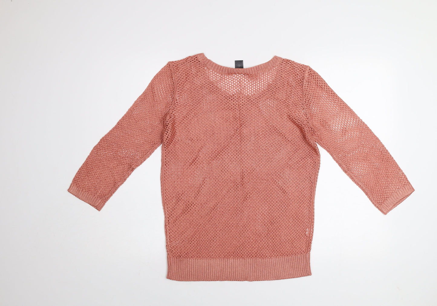 Ann Taylor Women’s Pink Open Knit 3/4 Sleeve Petite Jumper Size L