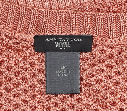 Ann Taylor Women’s Pink Open Knit 3/4 Sleeve Petite Jumper Size L