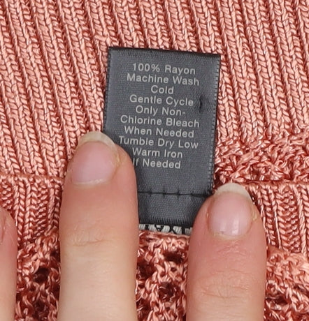 Ann Taylor Women’s Pink Open Knit 3/4 Sleeve Petite Jumper Size L