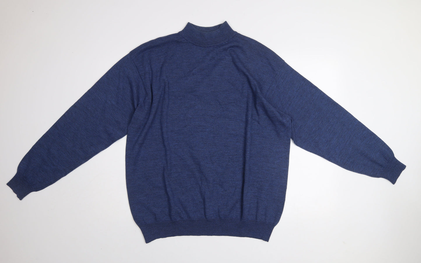 Cotton Traders Men’s Blue Merino Wool High Neck Jumper Size L